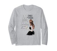 Emily in Paris Elegant Posing Front The Eiffel Tower Sketch Manche Longue