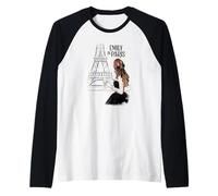 Emily in Paris Elegant Posing Front The Eiffel Tower Sketch Manche Raglan