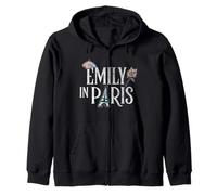 Emily in Paris Logo with Parisian Icons Distressed Style Sweat à Capuche