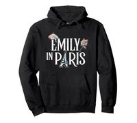 Emily in Paris Logo with Parisian Icons Distressed Style Sweat à Capuche