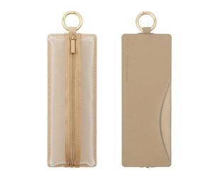 EMILY Mesh Federmäppchen (Beige) Flat Pen Case | by KING JIM: mit Karabiner und Kartenfach