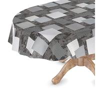 Emily Nappe en toile cirée lavable, rectangulaire, ronde, ovale de qualité supérieure, gaufrée, élégante, ovale, 140 x 180 cm, bord coupé, Emily