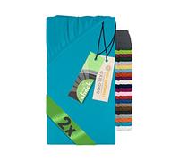 Emily´s Check 1493.2123 Lot de 2 draps-housses pour parc et tapis d'éveil Turquoise 100 x 100 cm