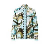 Emily Van Den Bergh Chemisier bleu clair / olive / vert foncé / blanc, Taille S