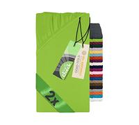 Emily's Check Lot de 2 Drap Housse 140x190-200 cm - 100% Coton Doux et Confortable - idéal pour lit 2 Personnes ou lit d’appoint - certifié Oeko-TEX 1493.2123, Vert Pomme