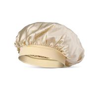 Emily's pillow - Bonnet de Nuit en Pure Soie de Mûrier - 19 Momme - à Scratch - Qualité Supérieure Grade 6A - Champagne - 50 cm de Tour de Tête - Préserve Éclat et Brillance des Cheveux