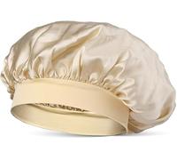 Emily's Pillow - Bonnet de Nuit en Pure Soie de Mûrier - 19 Momme - Qualité Supérieure Grade 6A - Champagne - 50 cm de Tour de Tête - Préserve Éclat et Brillance des Cheveux