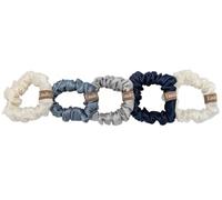 Emily's Pillow Pack de 5 chouchous en Pure Soie de Mûrier Biologique - 19 Momme - Qualité Supérieure Grade 6A - Lot Bleu - Préserve Éclat et Brillance des Cheveux