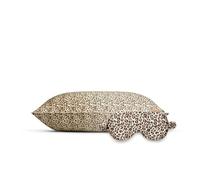 Emily's Pillow - Pack Découverte - Taie d'oreiller en Pure Soie de Mûrier Biologique et Masque de Sommeil en Soie - Qualité Supérieure Grade 6A - Léopard - 51x76 cm