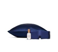 Emily's Pillow - Pack Sérénité - Taie d'oreiller, Masque de Nuit Bandeau en Soie et Brume d’Oreiller - Bleu Nuit - 65x65 cm