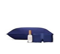 Emily's Pillow - Pack Sérénité - Taie d'oreiller, Masque de Nuit Bandeau en Soie et Brume d’Oreiller - Bleu Nuit - 51x76 cm