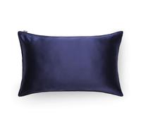 Emily's Pillow - Taie d’Oreiller en Pure Soie de Mûrier Biologique et Lin Bi-Face - 22 Momme - Bleu Nuit - 51x76 cm - Peau Hydratée et Cheveux Brillants
