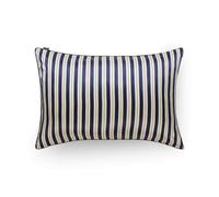 Emily's Pillow - Taie d'oreiller en Pure Soie de Mûrier Biologique - 22 Momme - Qualité Supérieure Grade 6A - Certifiée Oeko-Tex - Rayure Bleu Foncé - 51x76 cm