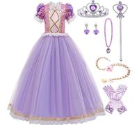 Emin Déguisement Rapunzel Fille Princesse Raiponce Costume Déguisement Robe Soirée Cérémonie Anniversaire Noël Halloween Partie Carnaval Cosplay Habillée
