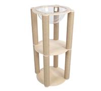 Eminchu Arbre à Chat, Tour à Chat en Bois de Pin 45x43 Cm avec Griffoirs et Dôme Transparent, pour Maison de Jeu de Grands Chats (108)