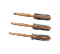 Eminchu Brosse à Cheveux Ronde, Brosse de Coiffage à Dents Souples, à Cheveux avec Manche en Bois avec Contrôle des Frisottis, Idéale pour le Toilettage des Fins Bouclés et de la Barbe