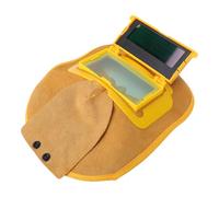 Eminchu Cagoule de Soudage en Cuir, Casque de Soudage pour Crêpes, Masque de Léger et Réglable avec Lentilles Détachables et Résistant à la Chaleur, Idéal pour le à l'arc électrique et au Gaz