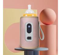 Eminchu Chauffe-biberon USB, Chauffe-lait Portable à Chauffage Rapide de 20 Minutes, biberon de Voyage avec écran LCD et Contrôle de la Température, Idéal pour la Voiture, l'avion et les Voyages