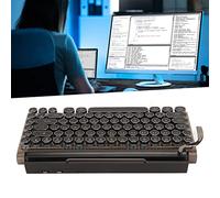 Eminchu Clavier Mécanique Blue Switch Clavier Mécanique Bluetooth 83 Touches Vintage sans Fil avec Touches Rondes à Quatre Axes Batterie 2000 MAh pour iOS Mac (Grain de Bois)