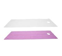 Eminchu Draps Jetables 2 Pièces, Housses Imperméables et Respectueuses de la Peau pour Salons de beauté et Massothérapie, Fibre de Polyester 200 X 75 Cm (Blanc et violet)