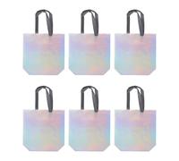 Eminchu Ensemble de Sacs Cadeaux Réutilisables Brillants avec Finition Métallique Scintillante pour les Fêtes de Fin D'année - 10 Sacs Fourre-tout Non Tissés (SILVER)