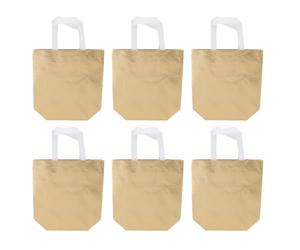 Eminchu Ensemble de Sacs Cadeaux Réutilisables Brillants avec Finition Métallique Scintillante pour les Fêtes de Fin D'année - 10 Sacs Fourre-tout Non Tissés (GOLD)