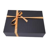 Eminchu Grande Boîte Cadeau Saint-Valentin avec Couvercle aimanté, Boîte en Papier Noir Pré-assemblée (35 X 25 X 10,3 cm) pour Hommes et Femmes, avec Ruban pour Anniversaire, Demande en