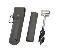 Eminchu Jeu de Clés à Tarière à Main en Acier Inoxydable, Outil de Forage Durable pour les Activités de Plein Air, les Amateurs de Survie et les Artisans 3 Unités (Sac et étui en cuir PU gris)