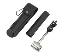 Eminchu Jeu de Clés à Tarière à Main en Acier Inoxydable, Outil de Forage Durable pour les Activités de Plein Air, les Amateurs de Survie et les Artisans 3 Unités (Sac et étui en cuir PU noir)