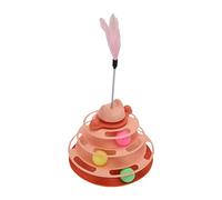 Eminchu Jouet Plateau Tournant pour Chat pour Jeu Interactif Amusant Exercice de Rouleau de Piste à 4 Niveaux pour Chatons et Chats en PP Durable Taille 25 X 20 Cm (Pink)
