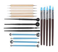 Eminchu Kit D'artisanat en Argile 18 Pièces avec Stylos à Indentation en Silicone pour la Fabrication de Poterie, Outils en Bois et en Acier Inoxydable, Composants de 5,1" pour L'artisanat