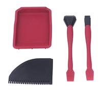Eminchu Kit de Colle en Silicone, Plateau de Peigne à Brosse Flexible, Ensemble de 4 Pièces pour le Travail du Bois, Facile à Nettoyer, Rouge et Noir