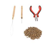 Eminchu Kit D'outils D'extension de Cheveux avec Micro Anneaux en Silicone et Pinces à Perles pour Coiffure Professionnelle 500 Perles (7# 200 anneaux en silicone.)