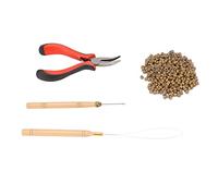 Eminchu Kit D'outils D'extension de Cheveux avec Micro Anneaux en Silicone et Pinces à Perles pour Coiffure Professionnelle 500 Perles (7# 500 anneaux en silicone.)