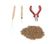 Eminchu Kit D'outils D'extension de Cheveux avec Micro Anneaux en Silicone et Pinces à Perles pour Coiffure Professionnelle 500 Perles (7# 1000 anneaux en silicone.)