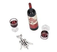 Eminchu Modèle de Simulation de Vin Rouge 1/12, Mini Bouteilles et Verres de Vin Rouge Bien Conçus, Ensemble de 5 Bouteilles et 10 Verres pour Décoration de Maison de Poupée et Cadeau Parfait,