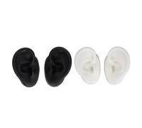 Eminchu Modèle D'oreille en Silicone 3D, Outil de Pratique Souple et Flexible Réutilisable pour Enseigner les Techniques D'oreille, Affichage de Bijoux, 2 Paires (noir et blanc)