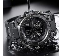 Eminchu Montre de Sport électronique LED, Légère, étanche, Double Affichage, Lumineuse, pour Garçons, Bracelet en Résine et Acier Inoxydable de 55mm (#1)
