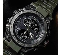 Eminchu Montre de Sport électronique LED, Légère, étanche, Double Affichage, Lumineuse, pour Garçons, Bracelet en Résine et Acier Inoxydable de 55mm (#3)