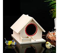 Eminchu Nichoir à Oiseaux en Pin Suspendu Durable, Station d'alimentation pour Oiseaux, Arrêt de Repos, en Bois de Paulownia, Couleur Optionnelle Rouge Bleu Vert, 18,5 X 15,8 X 15 Cm (Rouge)