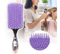 Eminchu Peigne à Cheveux de Dessin animé pour Enfants, Brosse de Massage Antistatique Mignonne pour les Soins Capillaires Quotidiens, Plastique Durable, 1 unité (chat arc-en-ciel noir)