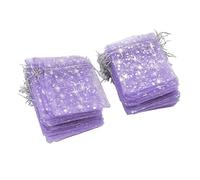 Eminchu Sac en Maille Transparente à Cordon de Serrage, 50 Pièces, Sacs-cadeaux Transparents à Motif D'étoile Exquis pour les Célébrations de Mariage et de Fête en 4,5 X 3,3 Pouces (PURPLE)