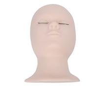 Eminchu Tête de Mannequin de Cils en Silicone, Modèle pour la Pratique du Maquillage, avec Yeux Remplaçables, 28 X 14 X 10 Cm (Paupière unique rose modèle B + 1 paire d'yeux)
