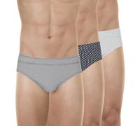 Eminence - Lot de 3 Slips Homme Taille Basse - Jersey 100% Coton Peigné - Avants Doublés - Label Oeko-TEX® Standard 100 - Maintien Supérieur, Grand Confort, Gris/Noir, 3XL
