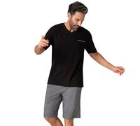 Eminence - Pyjama Court Homme col V Business Taille : 2/S - Couleur : Noir-Imprimé Noir et Blanc