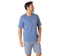 Eminence - Pyjama Court Homme Interlock - 100% Coton - T-Shirt Manches Courtes Col T + Short 2 Poches - Label Oeko-TEX® Standard 100