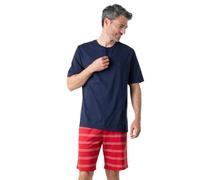Eminence - Pyjama Court Homme Nautique - Jersey 100% Coton Peigné - T-Shirt Manches Courtes Col T + Short 2 Poches - Label Oeko-TEX® Standard 100