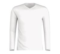 Eminence - Tee-Shirt col V Manches Longues Homme Pur Coton - Taille : 5 - Couleur : Blanc