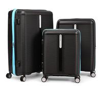 Eminent Finno Set Valises 3 Pièces, Extensible, Rigide, 4 Roues, Légère, Serrure TSA, Cabine Moyenne Grande, Trolley Voyage Avion Vacances Noir
