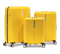 Eminent Finno Set Valises 3 Pièces, Extensible, Rigide, 4 Roues, Légère, Serrure TSA, Cabine Moyenne Grande, Trolley Voyage Avion Vacances Jaune